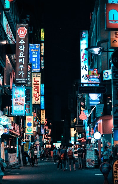 Colorful street scene in Seoul, South Korea